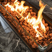 Deko Living - 52 Inch Rectangular Outdoor Propane Gas Fire Pit Table 50,000 BTU Heater with Lava Rock Filler