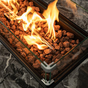 Deko Living - 52 Inch Rectangular Outdoor Propane Gas Fire Pit Table 50,000 BTU Heater with Lava Rock Filler