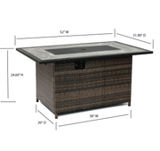Deko Living - 52 Inch Rectangular Outdoor Propane Gas Fire Pit Table 50,000 BTU Heater with Lava Rock Filler