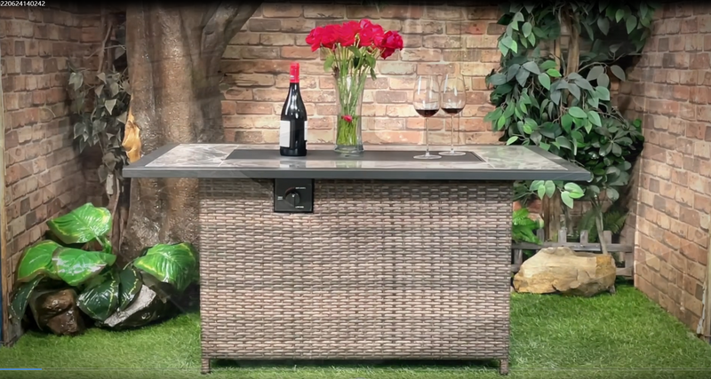 Deko Living - 52 Inch Rectangular Outdoor Propane Gas Fire Pit Table 50,000 BTU Heater with Lava Rock Filler