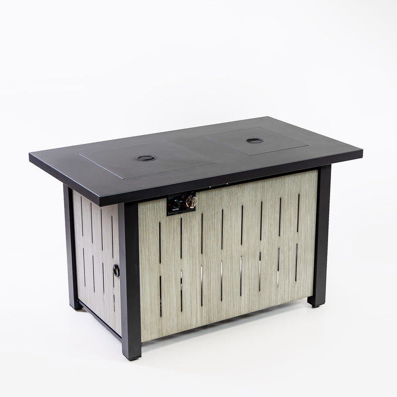 Deko Living - 42 Inch Rectangular Outdoor Propane Gas Fire Pit Table 50,000 BTU Heater with Glass Bead Filler and Ice Bucket