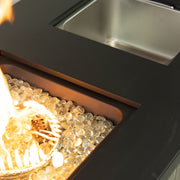 Deko Living - 42 Inch Rectangular Outdoor Propane Gas Fire Pit Table 50,000 BTU Heater with Glass Bead Filler and Ice Bucket