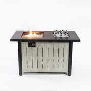 Deko Living - 42 Inch Rectangular Outdoor Propane Gas Fire Pit Table 50,000 BTU Heater with Glass Bead Filler and Ice Bucket