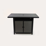 Deko Living - 55 Inch Rectangular Outdoor Propane Gas Fire Pit Barstool Table 40,000 BTU with Glass Bead Filler