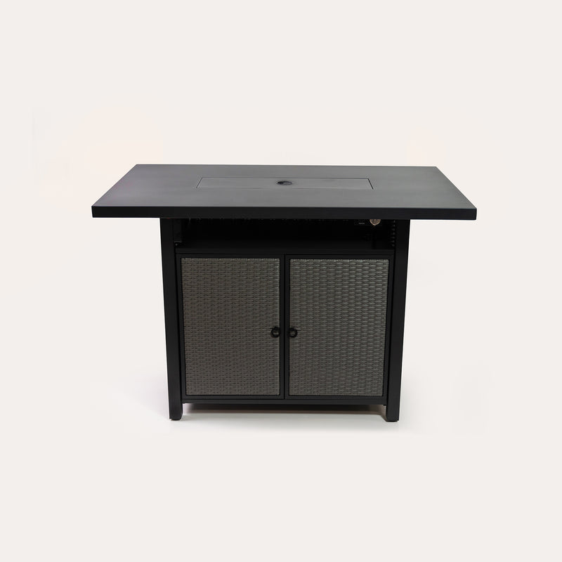 Deko Living - 55 Inch Rectangular Outdoor Propane Gas Fire Pit Barstool Table 40,000 BTU with Glass Bead Filler