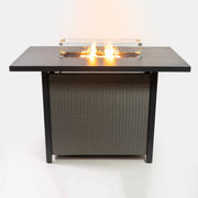 Deko Living - 55 Inch Rectangular Outdoor Propane Gas Fire Pit Barstool Table 40,000 BTU with Glass Bead Filler