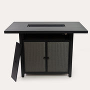 Deko Living - 55 Inch Rectangular Outdoor Propane Gas Fire Pit Barstool Table 40,000 BTU with Glass Bead Filler