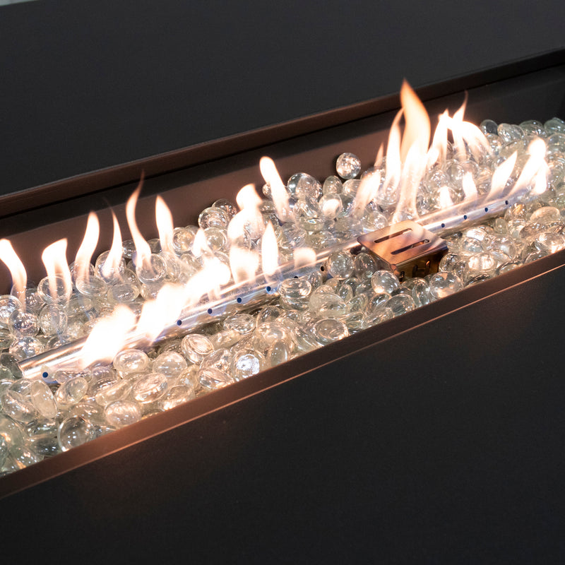 Deko Living - 55 Inch Rectangular Outdoor Propane Gas Fire Pit Barstool Table 40,000 BTU with Glass Bead Filler