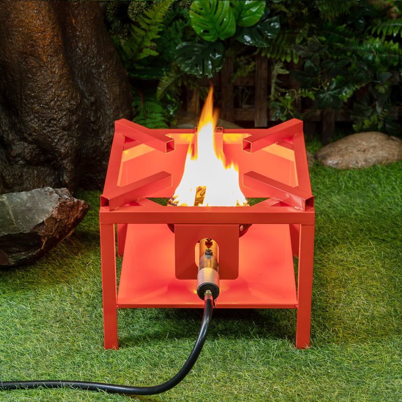 Deko Living - Outdoor Square Propane Gas Burner Cooker Stand 65,000 BTU with Hose and Regulator