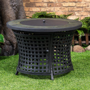 Deko Living - Round Outdoor Propane Gas Fire Pit Table 8,000 BTU Propane with Lava Rock Filler