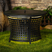 Deko Living - Round Outdoor Propane Gas Fire Pit Table 8,000 BTU Propane with Lava Rock Filler