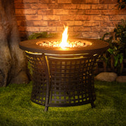 Deko Living - Round Outdoor Propane Gas Fire Pit Table 8,000 BTU Propane with Lava Rock Filler