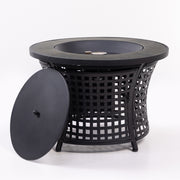 Deko Living - Round Outdoor Propane Gas Fire Pit Table 8,000 BTU Propane with Lava Rock Filler