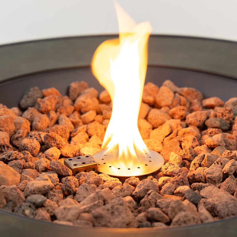 Deko Living - Round Outdoor Propane Gas Fire Pit Table 8,000 BTU Propane with Lava Rock Filler