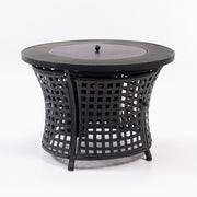 Deko Living - Round Outdoor Propane Gas Fire Pit Table 8,000 BTU Propane with Lava Rock Filler