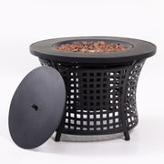 Deko Living - Round Outdoor Propane Gas Fire Pit Table 8,000 BTU Propane with Lava Rock Filler