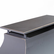 Deko Living - 80 Inch Rectangular Outdoor Steel Wood Burning Fireplace with Log Storage, Poker and Side Tables