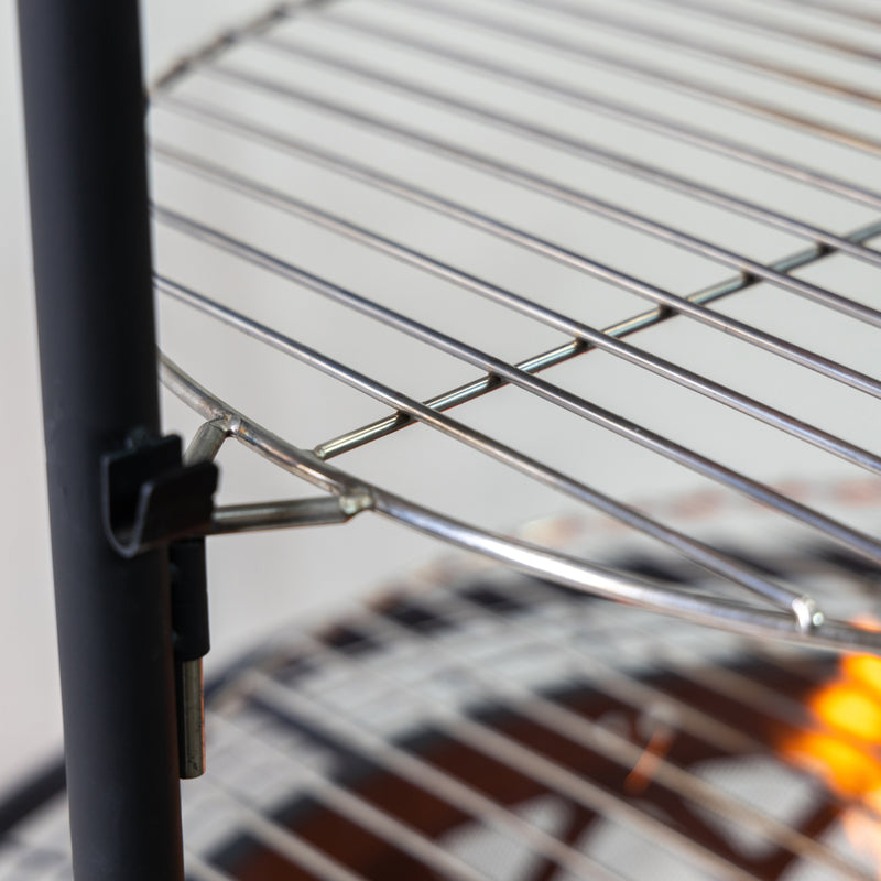 Deko Living - 33 Inch Diameter Outdoor Steel Wood Burning Fire Pit with 2 Cooking Grills, Rotisserie and Poker