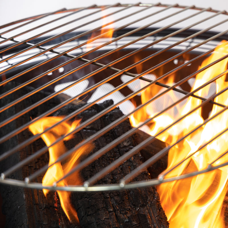 Deko Living - 33 Inch Diameter Outdoor Steel Wood Burning Fire Pit with 2 Cooking Grills, Rotisserie and Poker