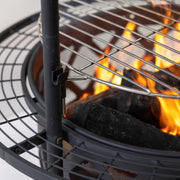 Deko Living - 33 Inch Diameter Outdoor Steel Wood Burning Fire Pit with 2 Cooking Grills, Rotisserie and Poker