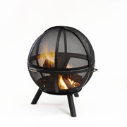 Deko Living - 34 Inch Diameter Outdoor Steel Wood Burning Sphere Fire Pit with Screen Lid and Poker