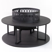 Deko Living - 38 Inch Diameter Outdoor Steel Wood Burning Fire Pit with Log Storage, Poker and Screen Lid