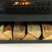 Deko Living - 36 Inch Rectangular Outdoor Steel Wood Burning Fireplace with Log Storage Compartment and Poker