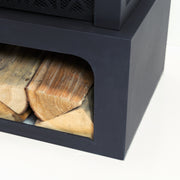 Deko Living - 36 Inch Rectangular Outdoor Steel Wood Burning Fireplace with Log Storage Compartment and Poker