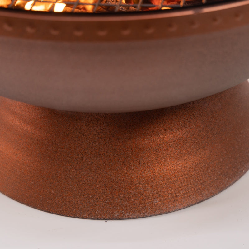 Deko Living - 31 Inch Round Outdoor Steel Wood Burning Firebowl / Firepit with Screen Lid and Poker