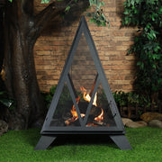 Deko Living - Outdoor Steel Pyramid Wood Burning Fire Pit
