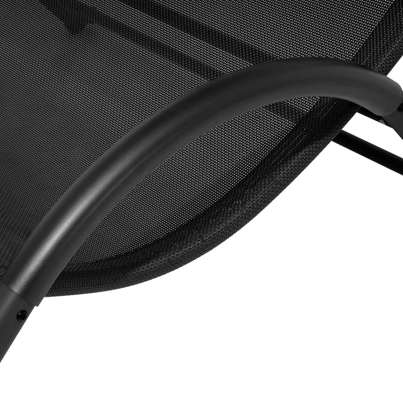 Deko Living - Outdoor Double Chaise Textilene Lounge Daybed with Canopy and Headrest Pillows