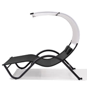 Deko Living - Outdoor Double Chaise Textilene Lounge Daybed with Canopy and Headrest Pillows