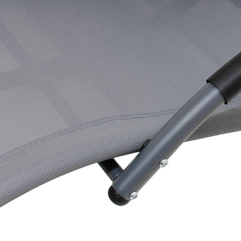 Deko Living - Outdoor Rocking Chaise Textilene Lounge Chair with Headrest Pillow