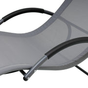 Deko Living - Outdoor Rocking Chaise Textilene Lounge Chair with Headrest Pillow