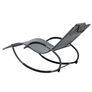 Deko Living - Outdoor Rocking Chaise Textilene Lounge Chair with Headrest Pillow