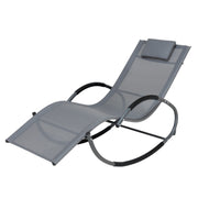 Deko Living - Outdoor Rocking Chaise Textilene Lounge Chair with Headrest Pillow