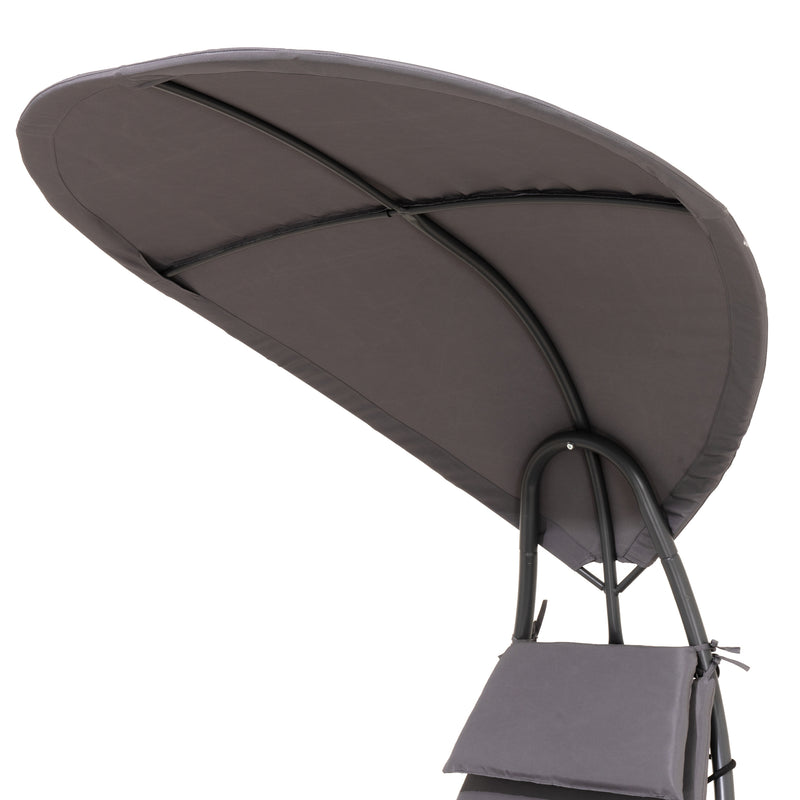 Deko Living - Outdoor Cushioned Chaise Lounge with Canopy and Headrest Pillow