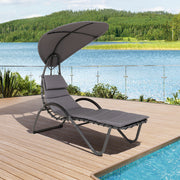 Deko Living - Outdoor Cushioned Chaise Lounge with Canopy and Headrest Pillow