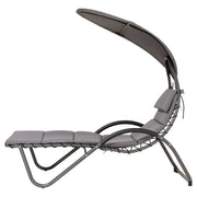 Deko Living - Outdoor Cushioned Chaise Lounge with Canopy and Headrest Pillow