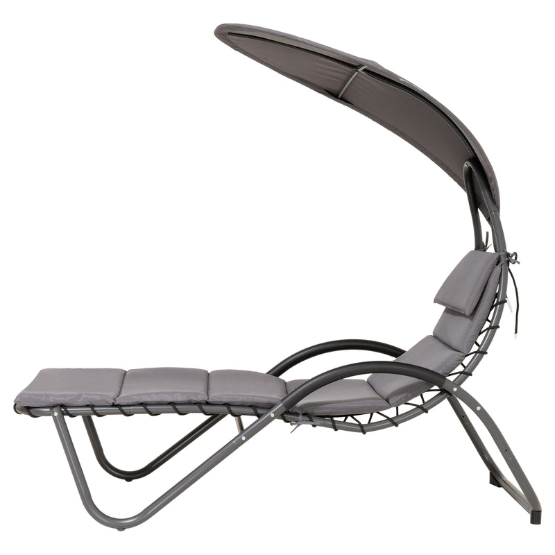 Deko Living - Outdoor Cushioned Chaise Lounge with Canopy and Headrest Pillow