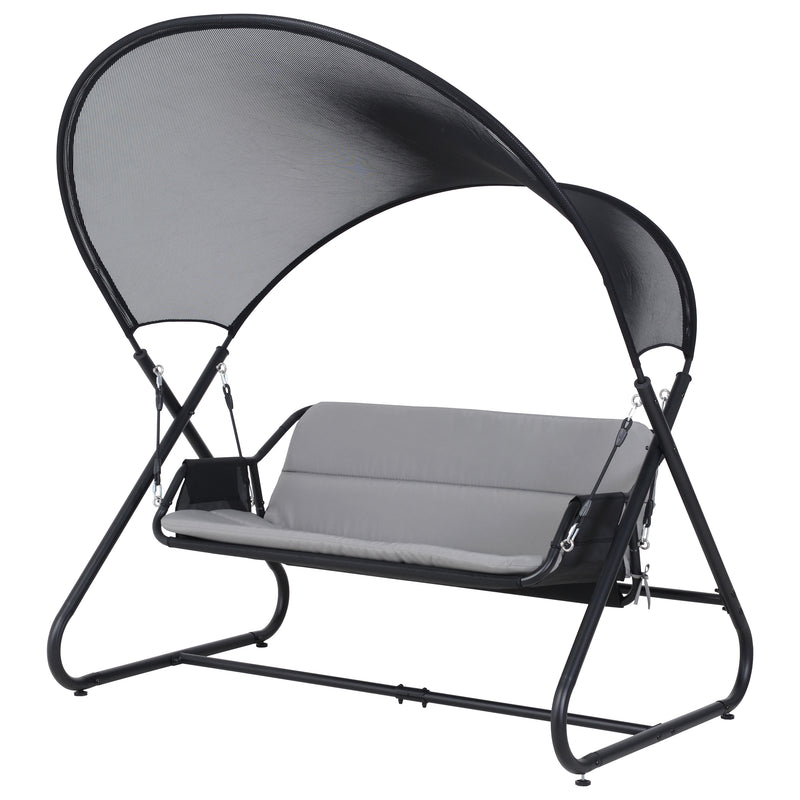 Deko Living - Outdoor 3 Seat Cushioned Swing Chair with Textilene Canopy