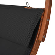 Deko Living - Outdoor Cedar Wood Patio Lounge Daybed with Black Textilene Fabric & Canopy