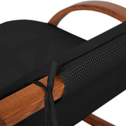 Deko Living - Outdoor Cedar Wood Patio Lounge Daybed with Black Textilene Fabric & Canopy