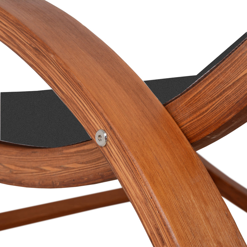 Deko Living - Outdoor Cedar Wood Patio Lounge Daybed with Black Textilene Fabric & Canopy