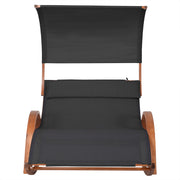 Deko Living - Outdoor Cedar Wood Patio Lounge Daybed with Black Textilene Fabric & Canopy