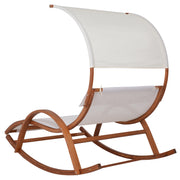Deko Living - Outdoor Cedar Wood Patio Lounge Daybed with White Textilene Fabric & Canopy