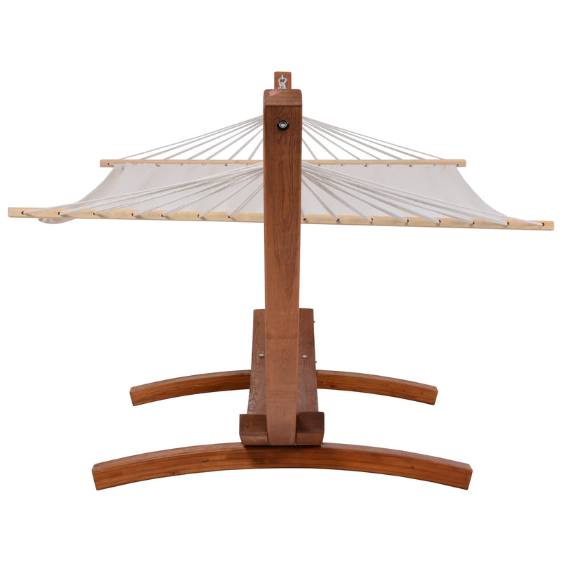 Deko Living - Outdoor Cedar Wood Hammock with White Textilene Fabric