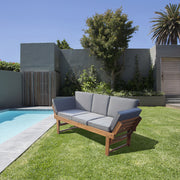 Deko Living - Outdoor Acacia Wood Patio Bench/Lounge Chair with Fold Down Center Table & Side Panels