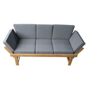 Deko Living - Outdoor Acacia Wood Patio Bench/Lounge Chair with Fold Down Center Table & Side Panels