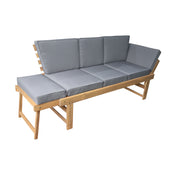 Deko Living - Outdoor Acacia Wood Patio Bench/Lounge Chair with Fold Down Center Table & Side Panels